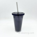 Eco Friendly BPA Tumbler 16oz 500ml UV طلاء بلاستيكي بلاستيك معلن مع القش